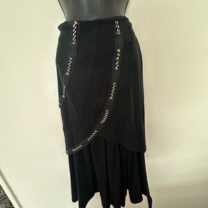 Chic Black Asymmetrical Skirt with Rope Accents
